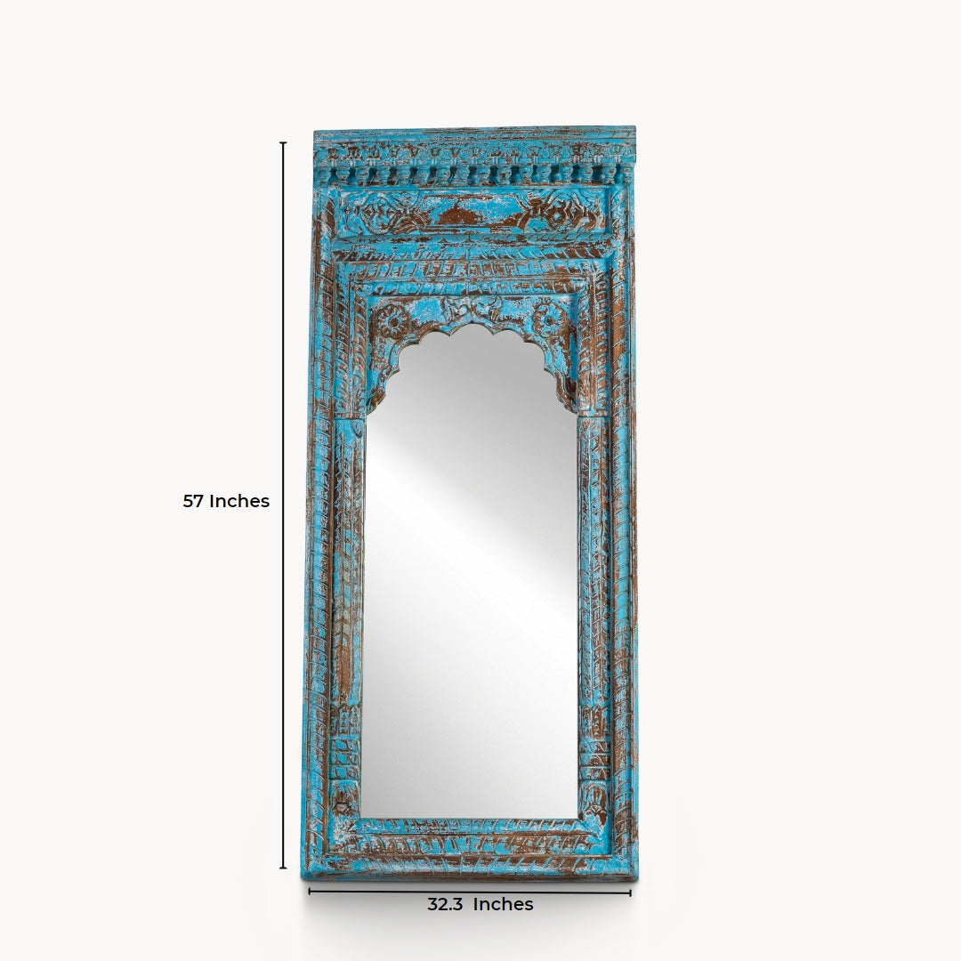 Rustic style blue mirror frame