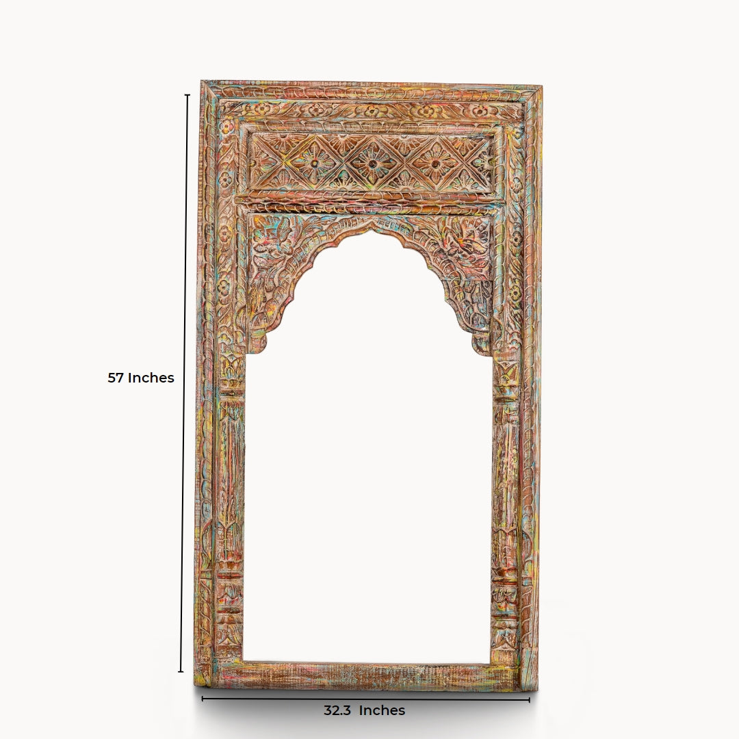 Antique finish with tinge of colours wooden mirror frame