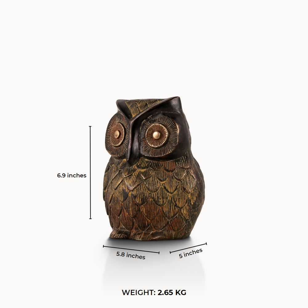Antique bronze finish textured owl figurine