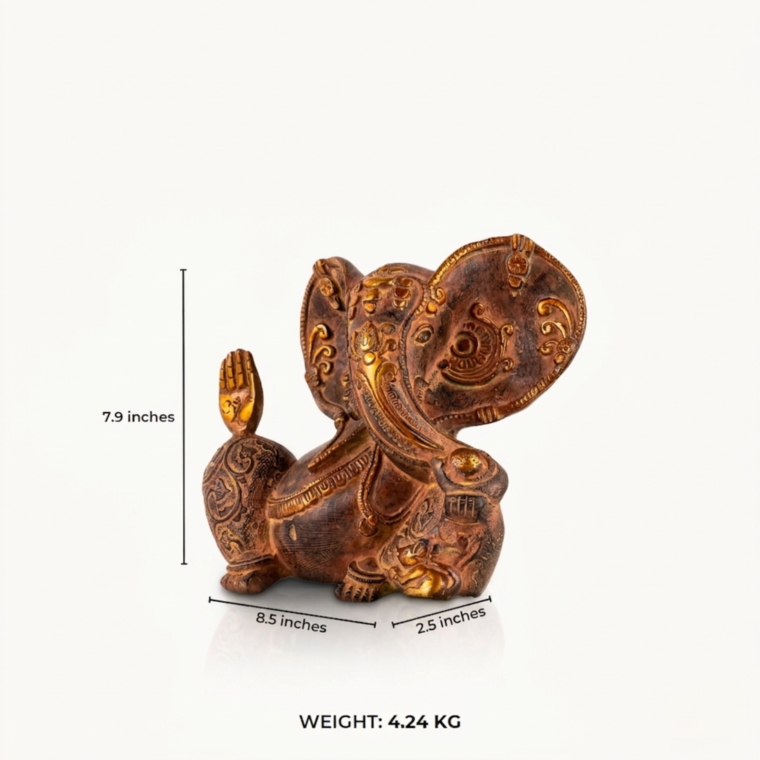 Engraved Brass Ganesha Statue: The Golden Blessing