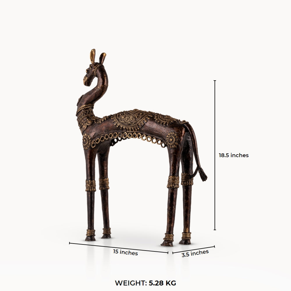 Dhokra Brass Horse Sculpture: The Desert Courser