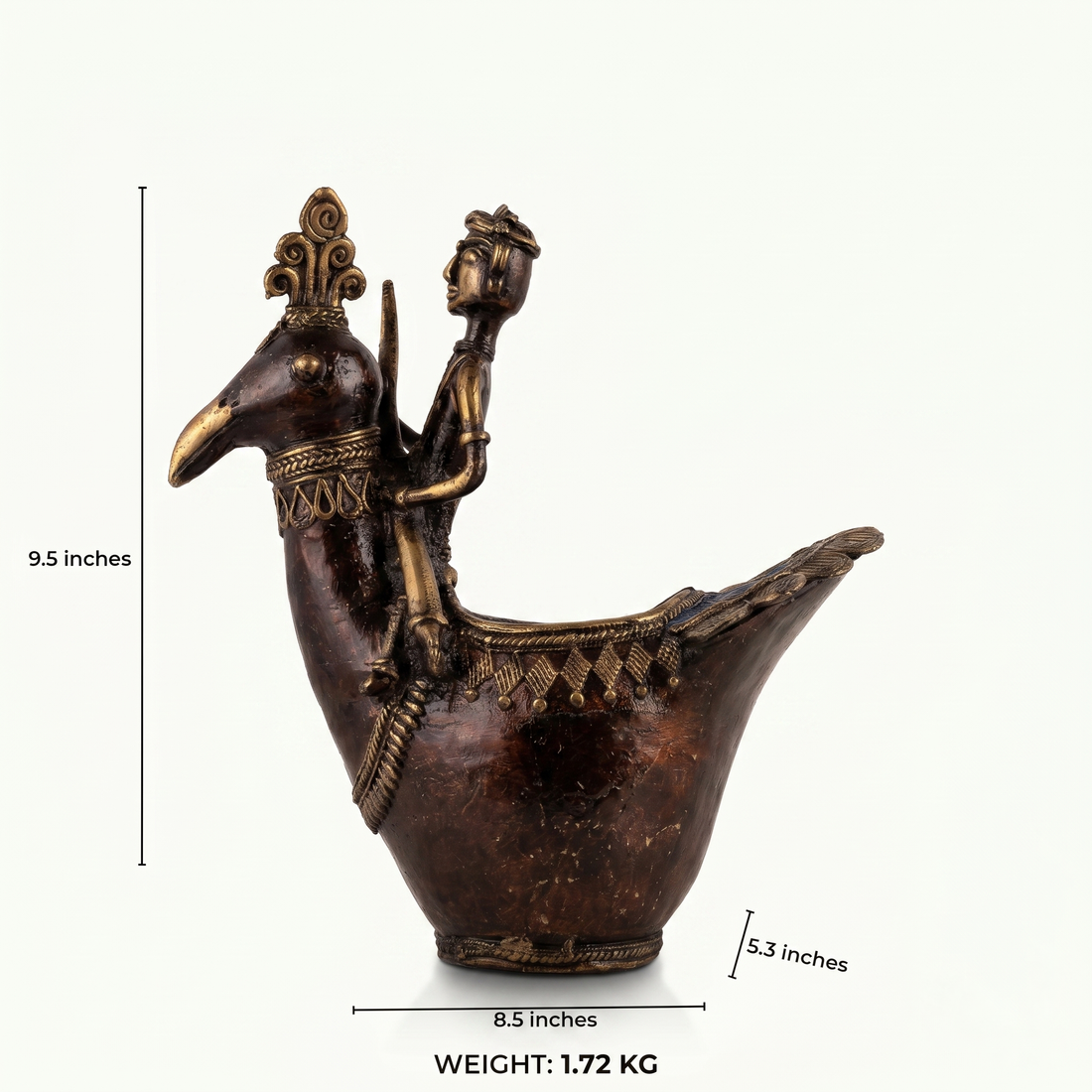 Dhokra Brass Bird Rider Vessel: The Mythic Journey