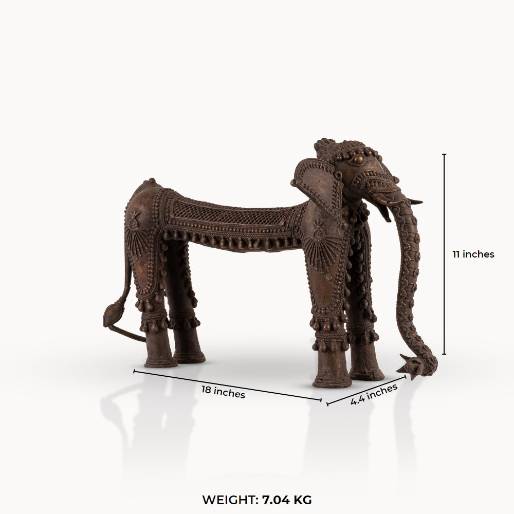 Dhokra Brass Tribal Elephant Statue: The Stilted Sovereign