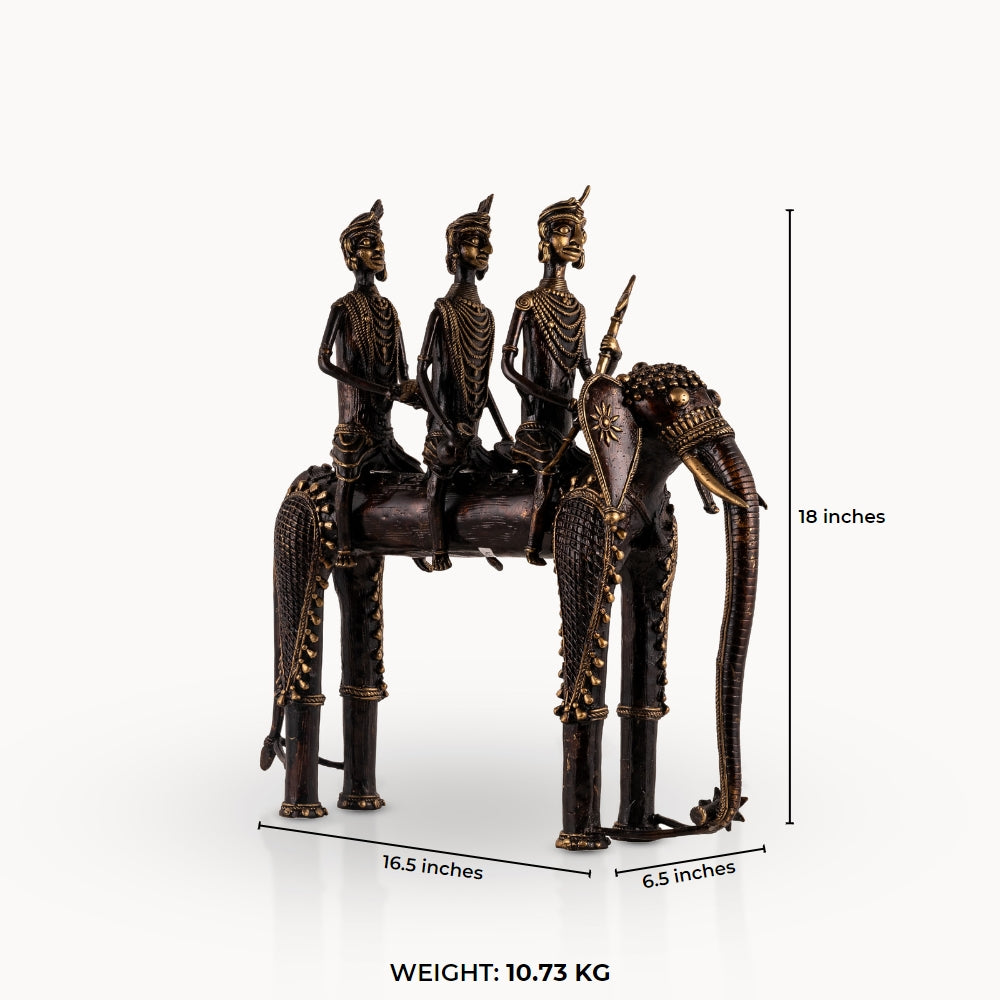 Dhokra Brass Processional Elephant Sculpture: The Tribal March