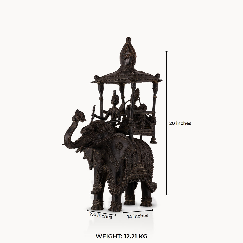 Dhokra Brass Royal Elephant Statue: The Ceremonial Canopy