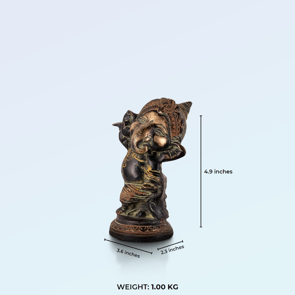 Brass/Bronze Standing Ganesha with Bansuri Flute